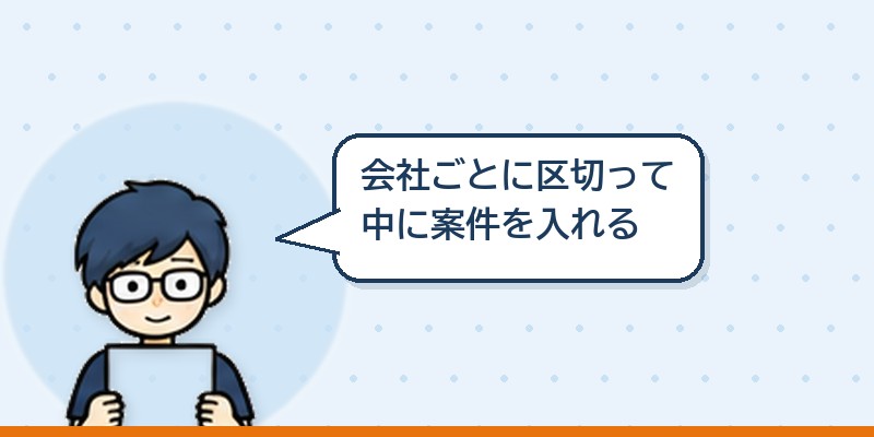 会社ごとに区切って中に案件を入れる